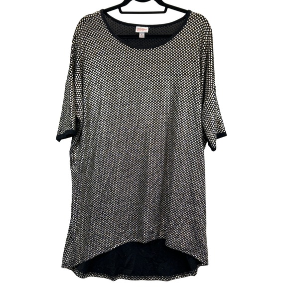 LuLaRoe Irma Tunic Black Gold and Carly Swing Dress Purple Womens XL Metallic - Picture 2 of 16